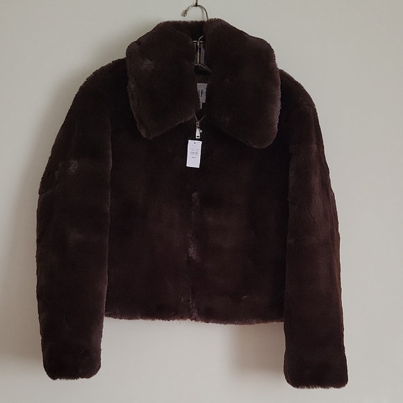 GAP Factory Women's Relaxed Faux-Fur Jacket in Brown- Size XS- New! - Picture 2 of 13